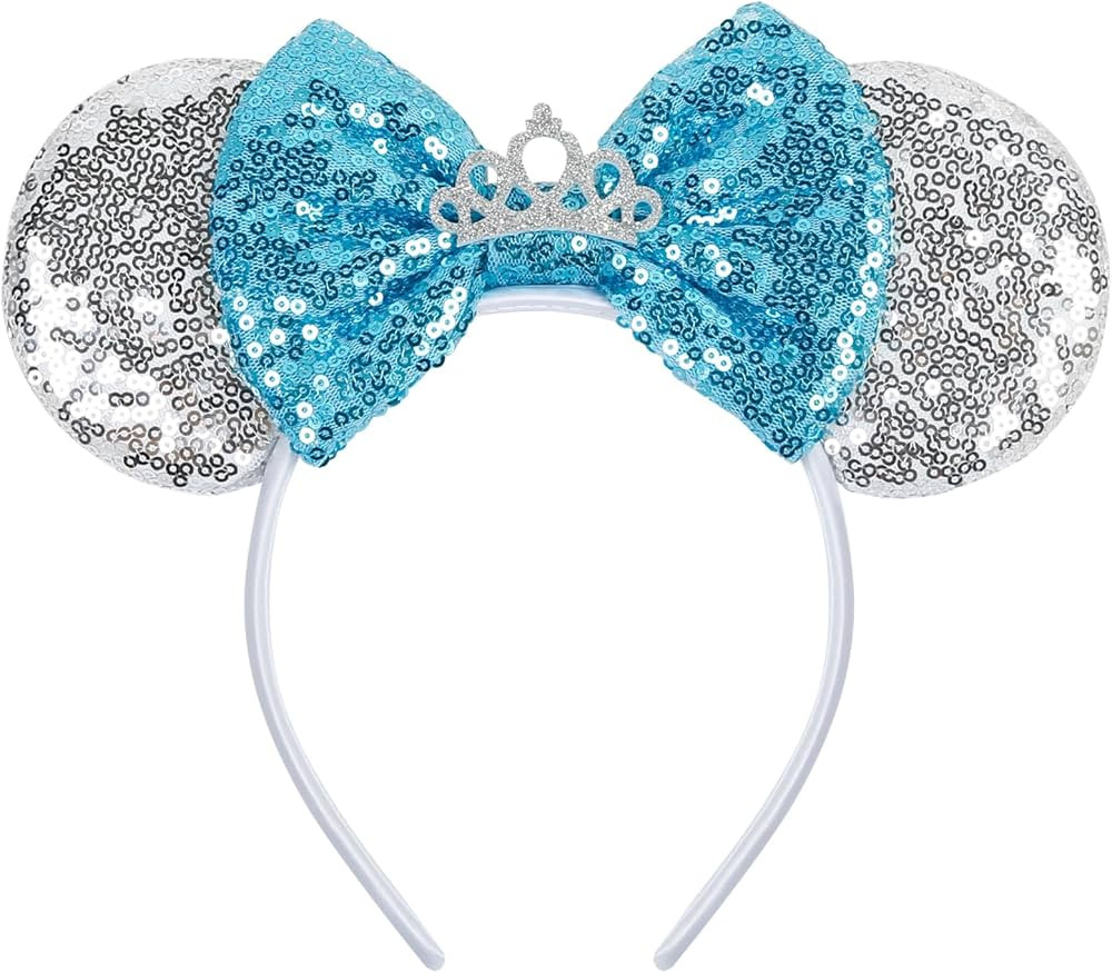 WOVOWOVO Mouse Ears Headbands for Women Girls Sparkle Bow Hairbands Halloween Christmas for Cospl... | Amazon (US)
