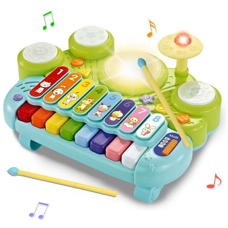 Costway 3 in 1 Musical Instruments Electronic Piano Xylophone Drum Set Learning Toys | Target