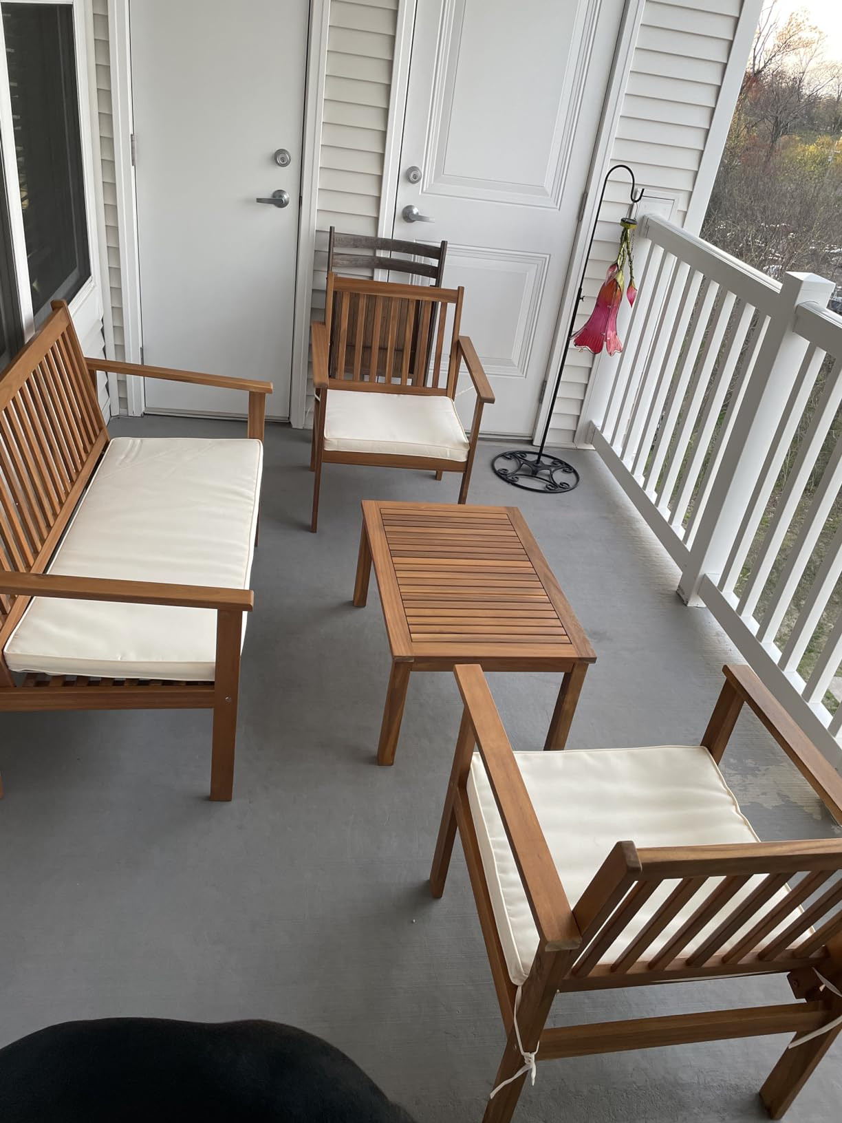 Tangkula 4 Piece Patio Wood Furniture Set, Acacia Wood Sofa Set w/Loveseat, 2 Chairs & Coffee Tab... | Amazon (US)