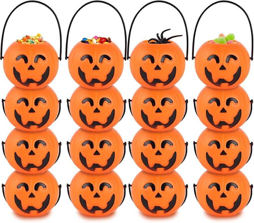 MCPINKY Mini Halloween Portable Pumpkin Bucket, 16PCS 2.5 inches Small Halloween Pumpkin Candy Bu... | Amazon (US)