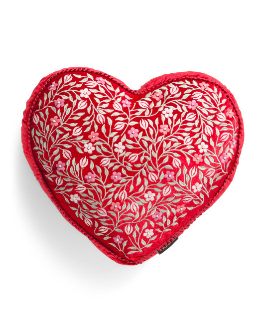 15x15 Embroidered Heart Pillow | TJ Maxx