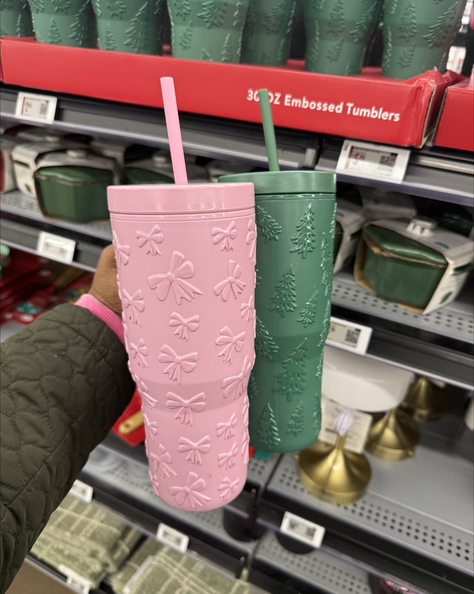 30 Ounce Green Acrylic Double Wall Embossed Christmas Trees Tumbler with Straw and Handle, by Holiday Tim

#LTKSeasonal #LTKGiftGuide #LTKFindsUnder50