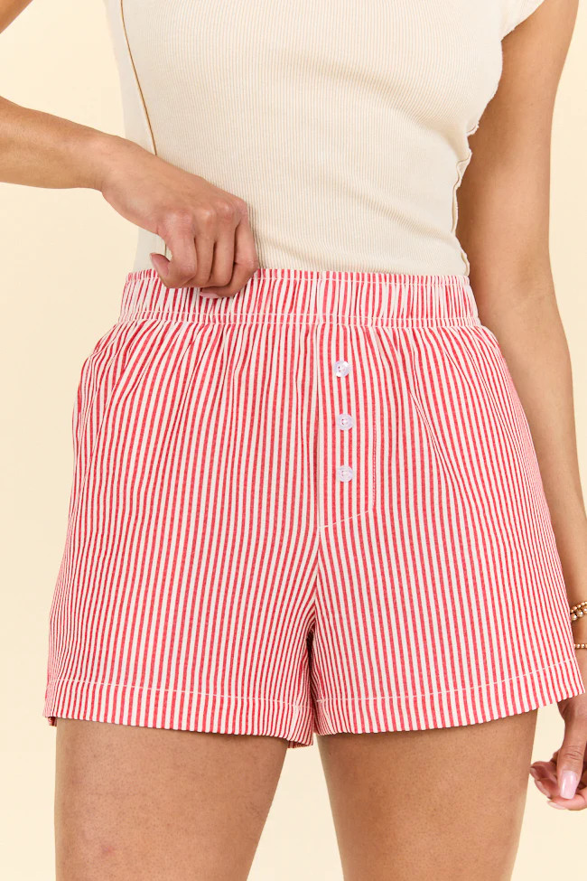 Living My Truth Red Striped Boxer Shorts | Pink Lily