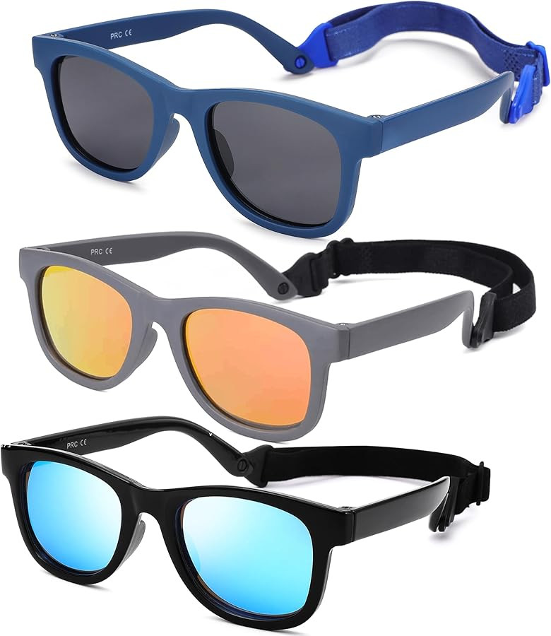 Flexible Polarized Baby Sunglasses with Strap Adjustable for Toddler & Newborn Infant 0-18 Months | Amazon (US)