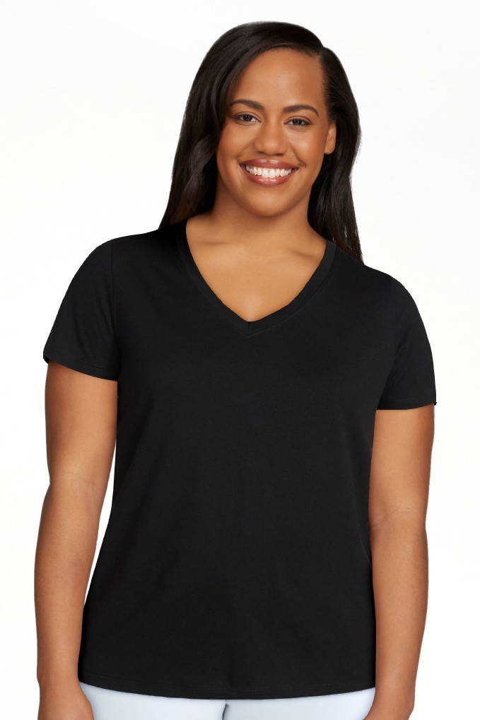 Time and Tru Women's Cotton V-Neck Tee with Short Sleeves, Sizes XS-4X | Walmart (US)