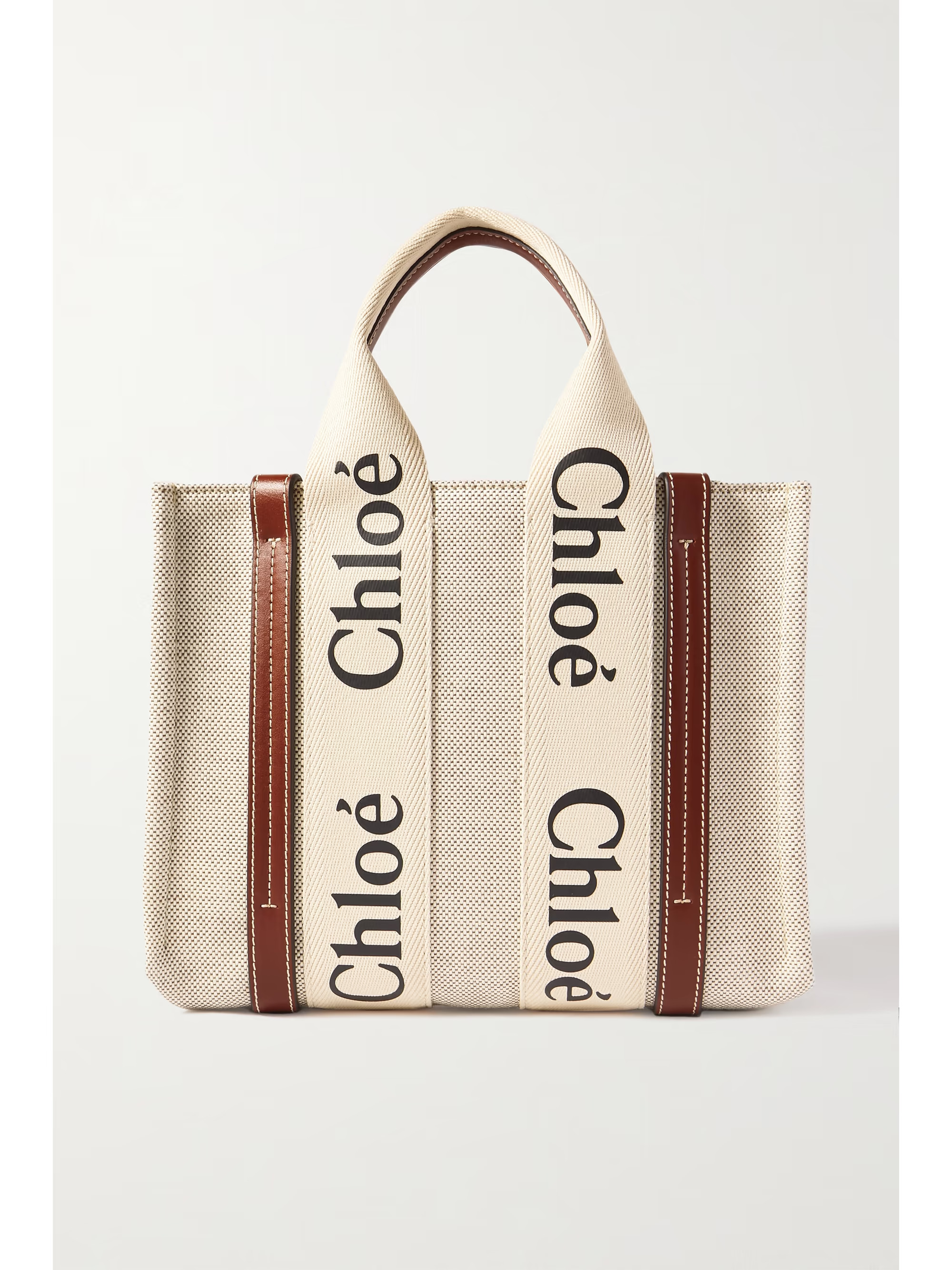 Woody small leather-trimmed cotton-canvas tote | NET-A-PORTER (US)