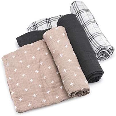 Parker Baby Swaddle Blankets - 3 Pack of 100% Cotton Muslin Swaddle Blankets for Baby Boys and Gi... | Amazon (US)