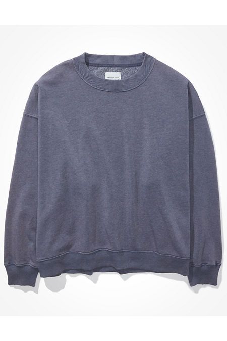 AE Forever Crew Neck Sweatshirt Women's Navy XS | American Eagle Outfitters (US & CA)