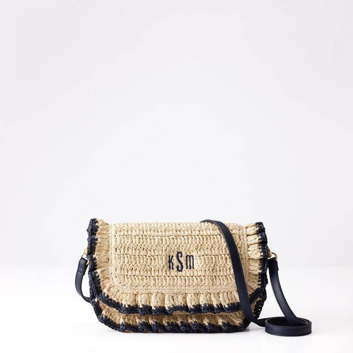Sofia Ruffle Raffia  Crossbody Bag | Mark and Graham