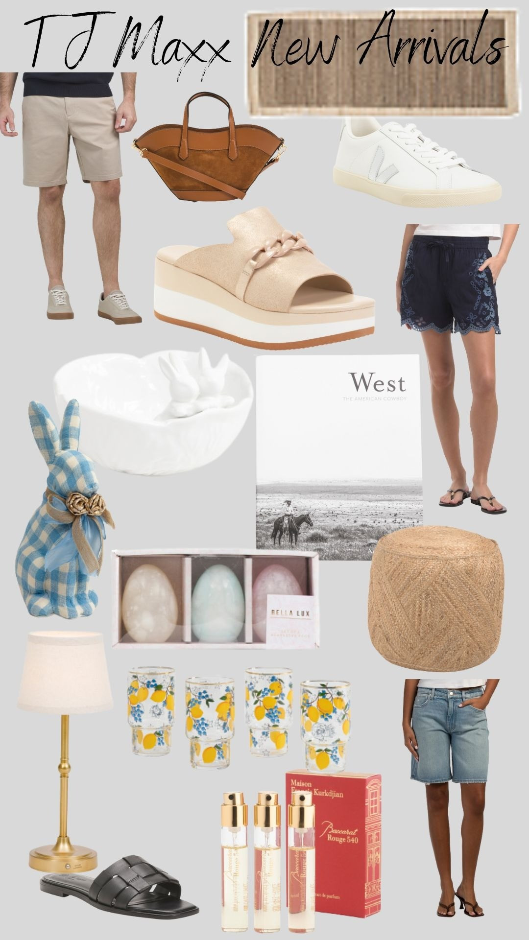 TJ Maxx new ArrivalsWomens shoes, shoe lover, shorts, jean shorts, purses, handbags, accessories, rugs, home vibes, home decor, spring looks, spring 2026, easter, easter decor, bunnies, coffee table books, slides, mens shorts, mens clothing, glasses, drink ware, easyer eggs, tennis shoes, trending, viral, style tip, fashion finds, 

#LTKgrwm #LTKHome #LTKMens