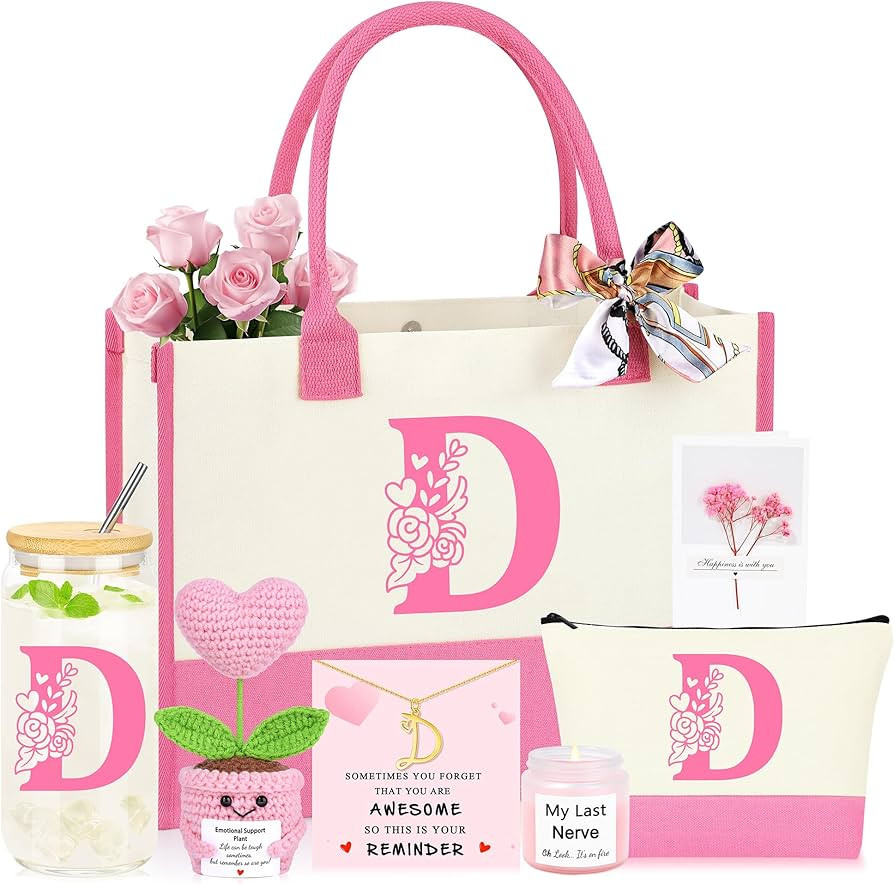 Personalized Monogrammed Customized Pink Birthday Gifts for Women, Initial D Birthday Gift Basket... | Amazon (US)