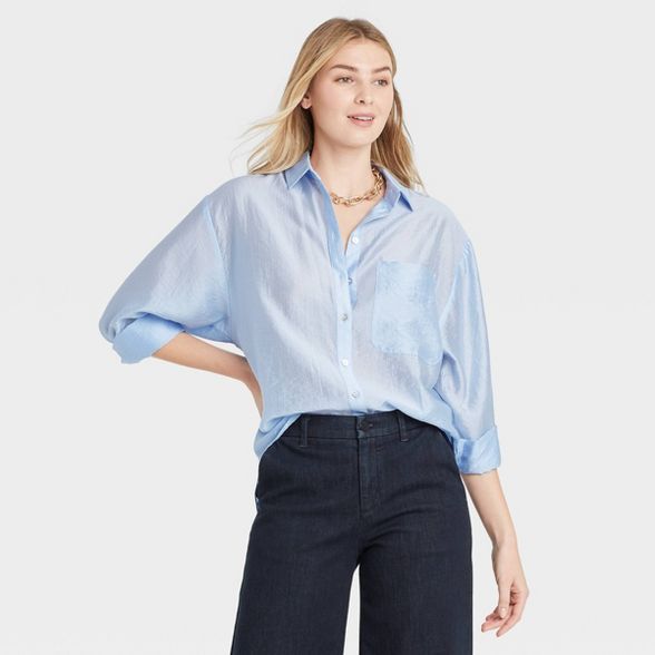 Women's Long Sleeve Button-Down Boyfriend Shirt - A New Day™ | Target