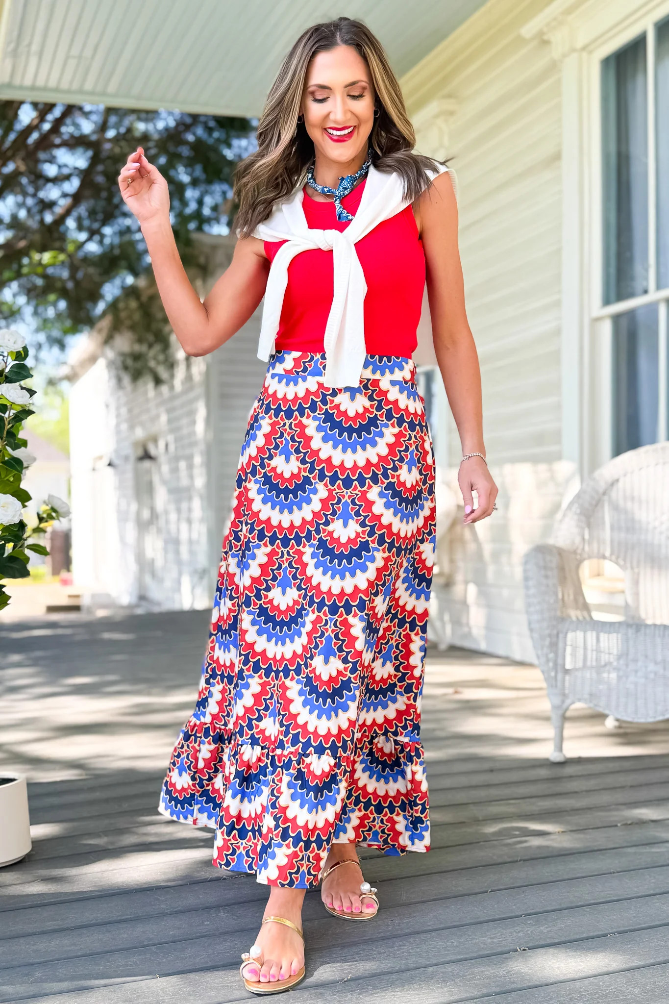 SSYS Daisy One Tier Maxi Skirt In Red Bunting | Shop Style Your Senses