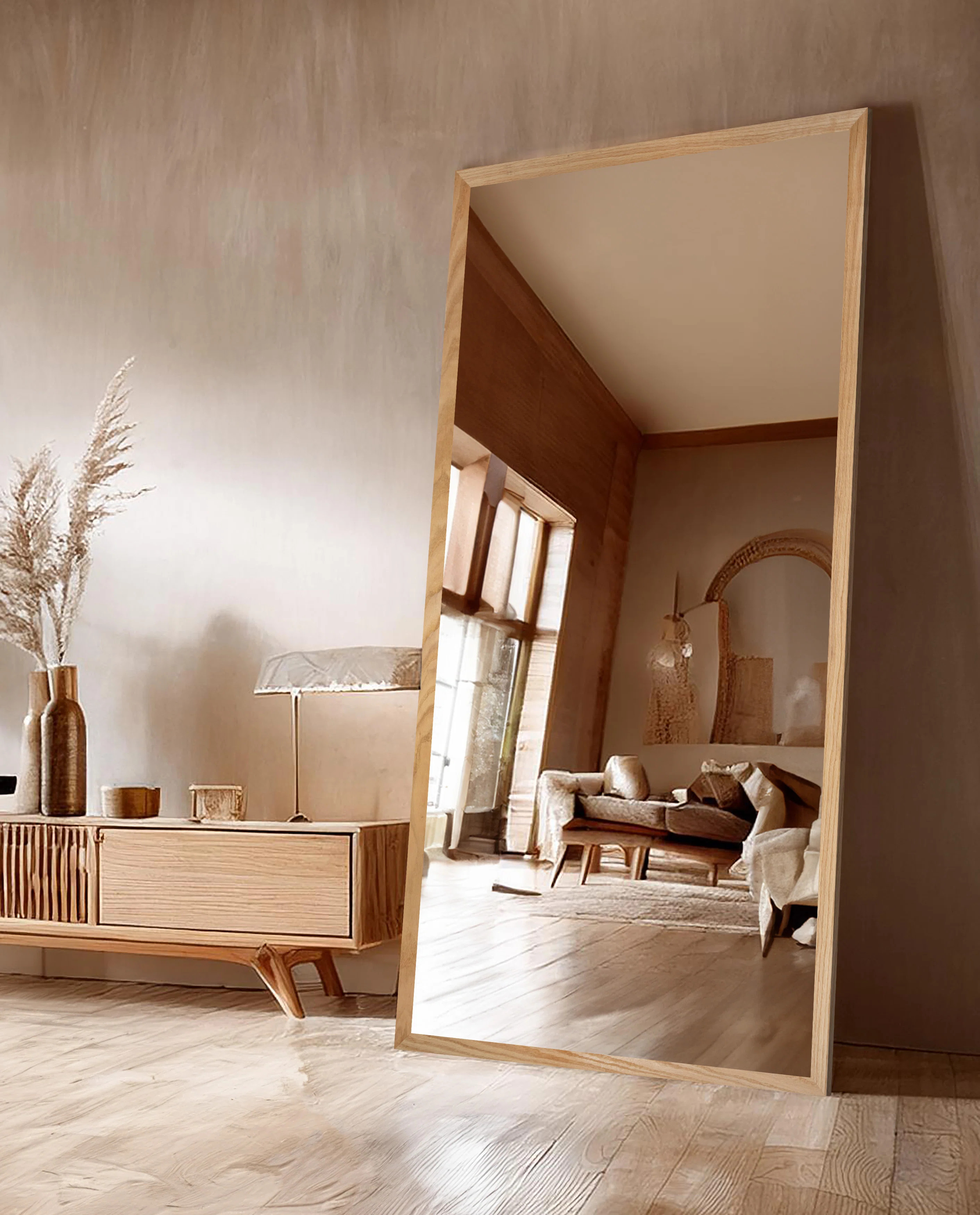 Millwood Pines Ozark Hardwood Floor Mirror Red Oak 2" | Wayfair North America