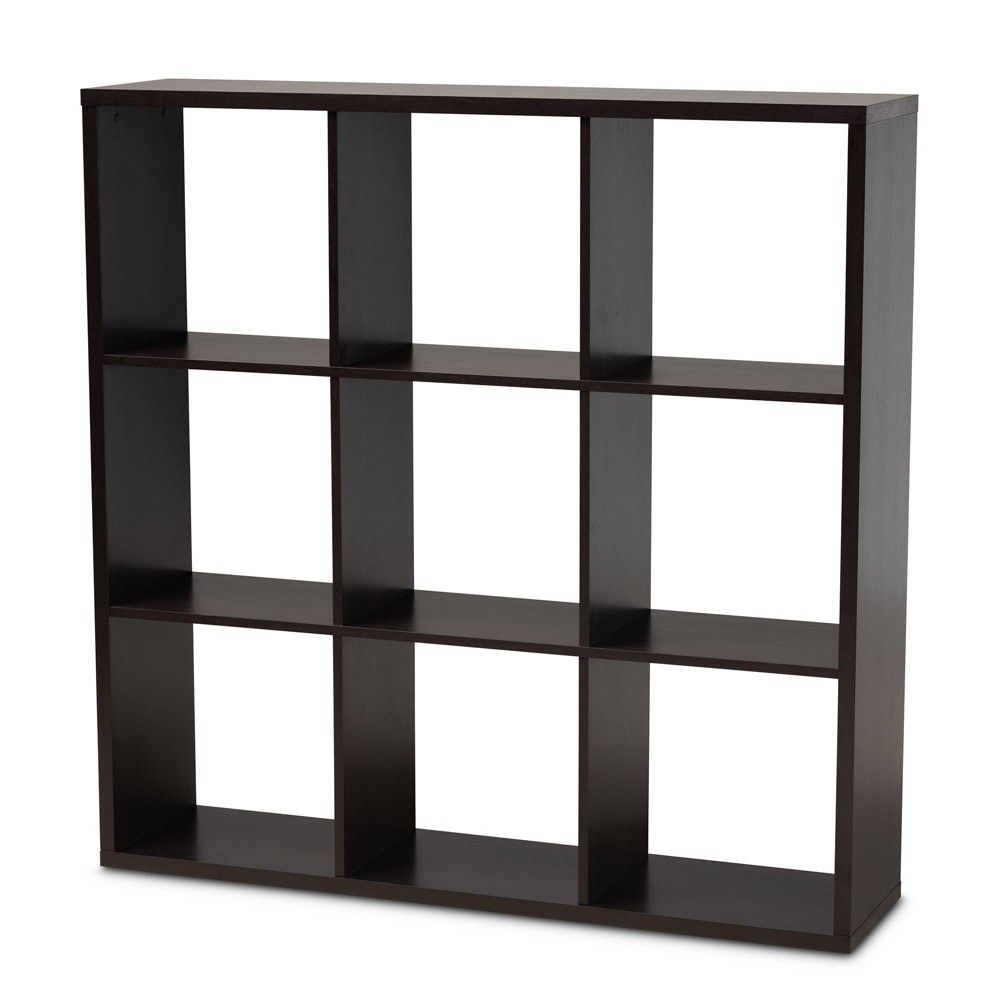 Janne 9 Cube Multipurpose Storage Shelf Dark Brown - Baxton Studio | Target