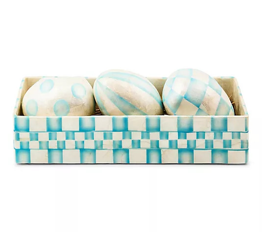 MacKenzie- Childs Set of 3 Capiz Eggs with Capiz Giftbox - QVC.com | QVC