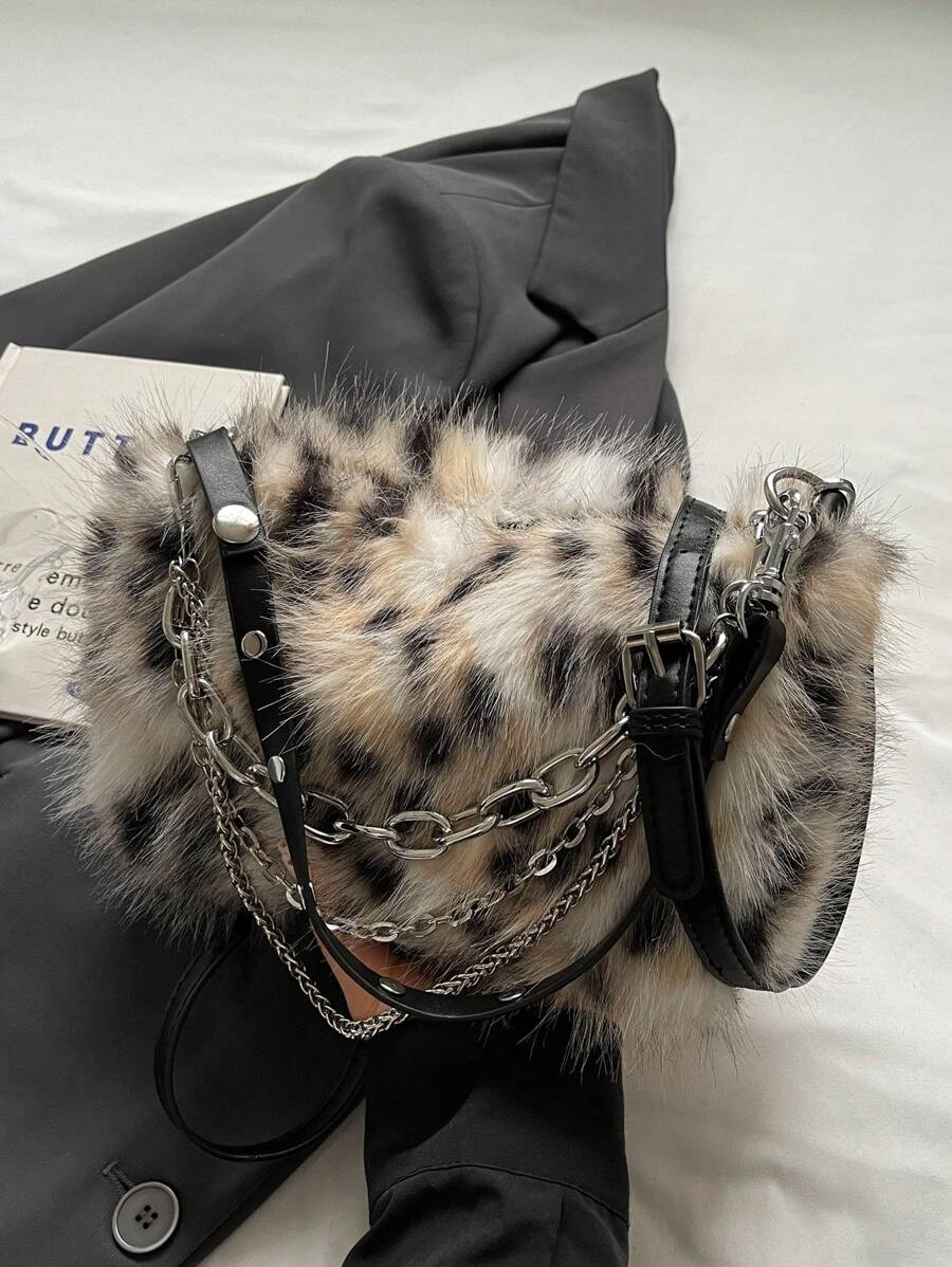 Ombre Plush Chain Crossbody/Underarm Bagfall Clothes For Women | SHEIN