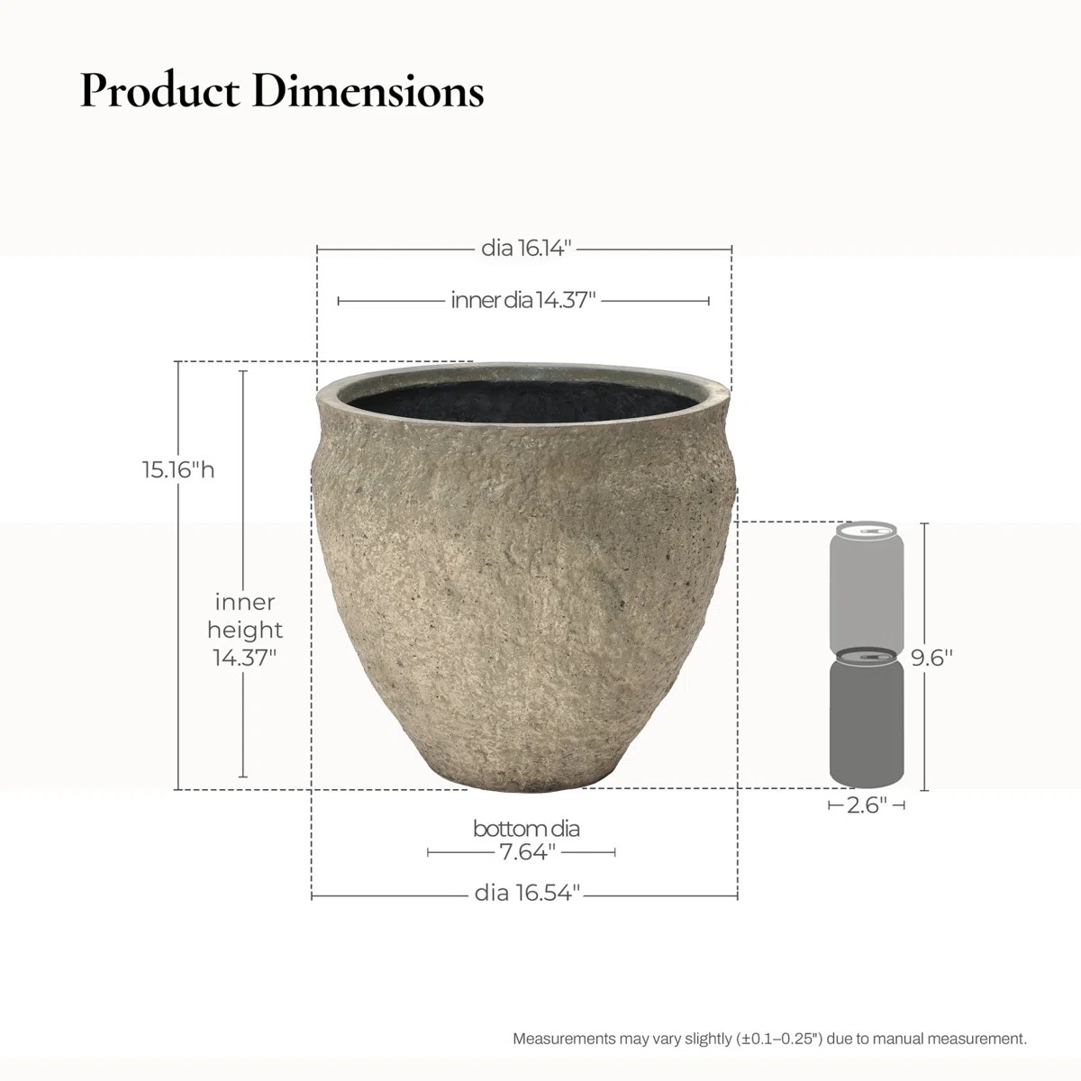 Weathered Stone Finish Round Planter, 16.5" Round, Textured Concrete-Style Pot | Wayfair North America