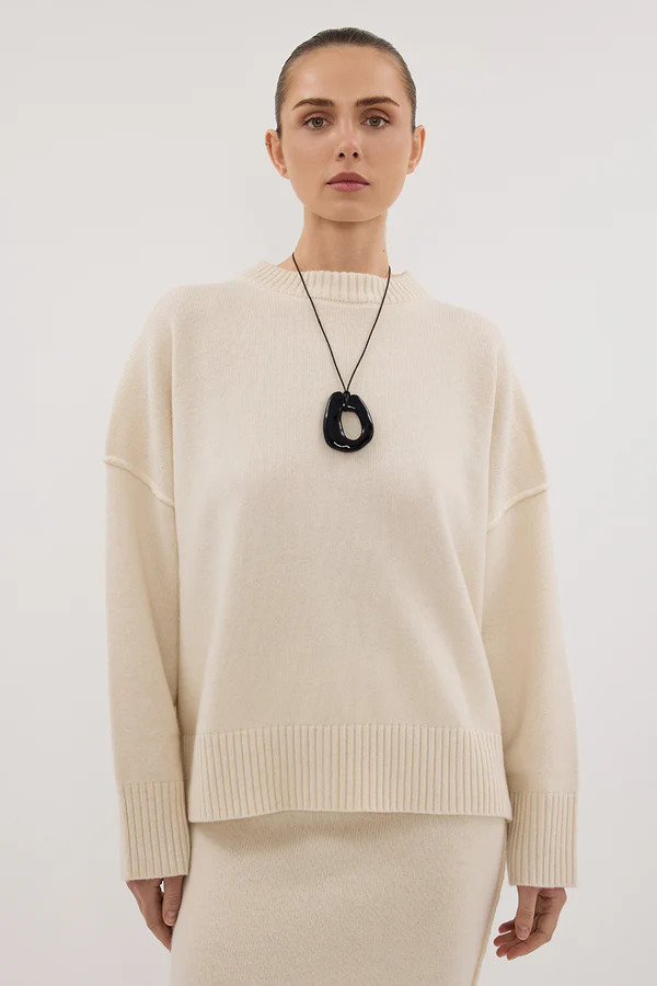 PAIGE CREAM WOOL KNIT JUMPER | DISSH