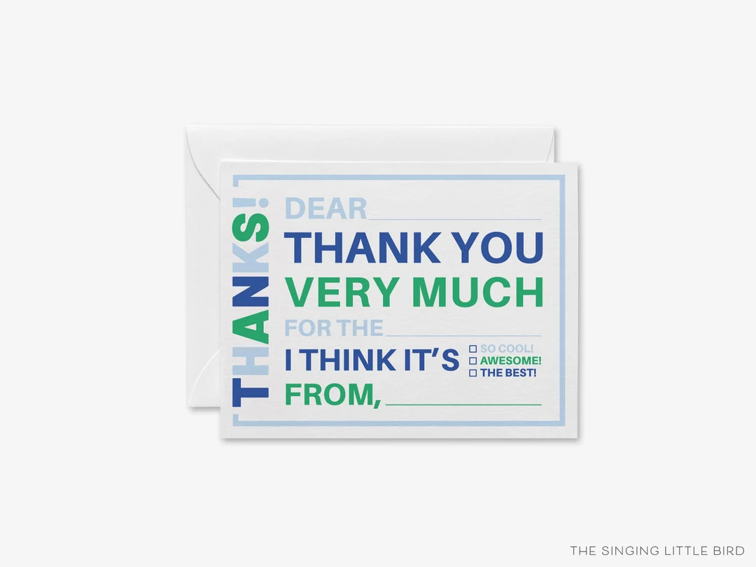 Boys Fill-In Thank You Notes | Kids Stationery Set | Etsy (US)