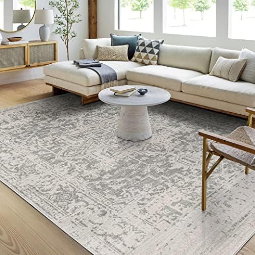 Janine Gray and Beige Updated Traditional Area Rug 5'3" x 7'3 | Amazon (US)