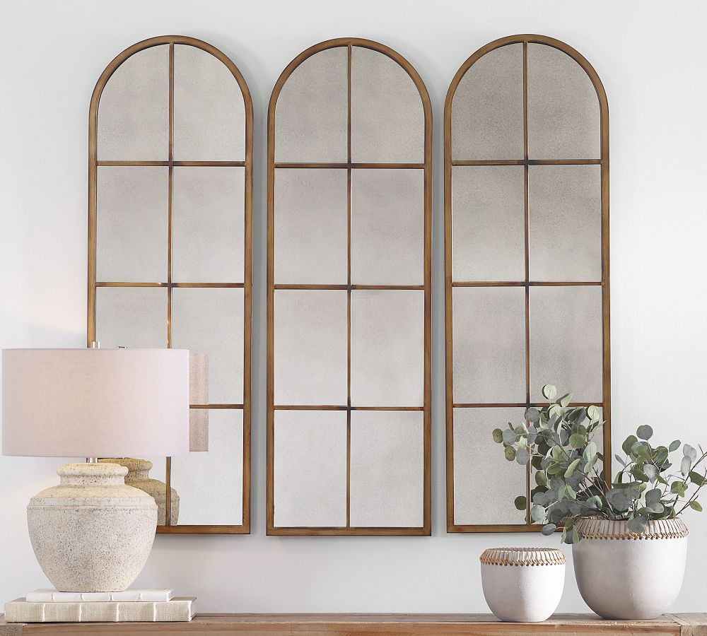 Eva Skinny Windowpane Arch Wall Mirror | Pottery Barn (US)