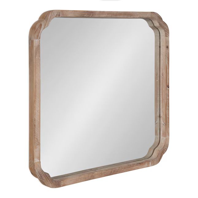 Kate and Laurel Marston 23.62-in W x 23.62-in H Square Natural Framed Wall Mirror | Lowe's