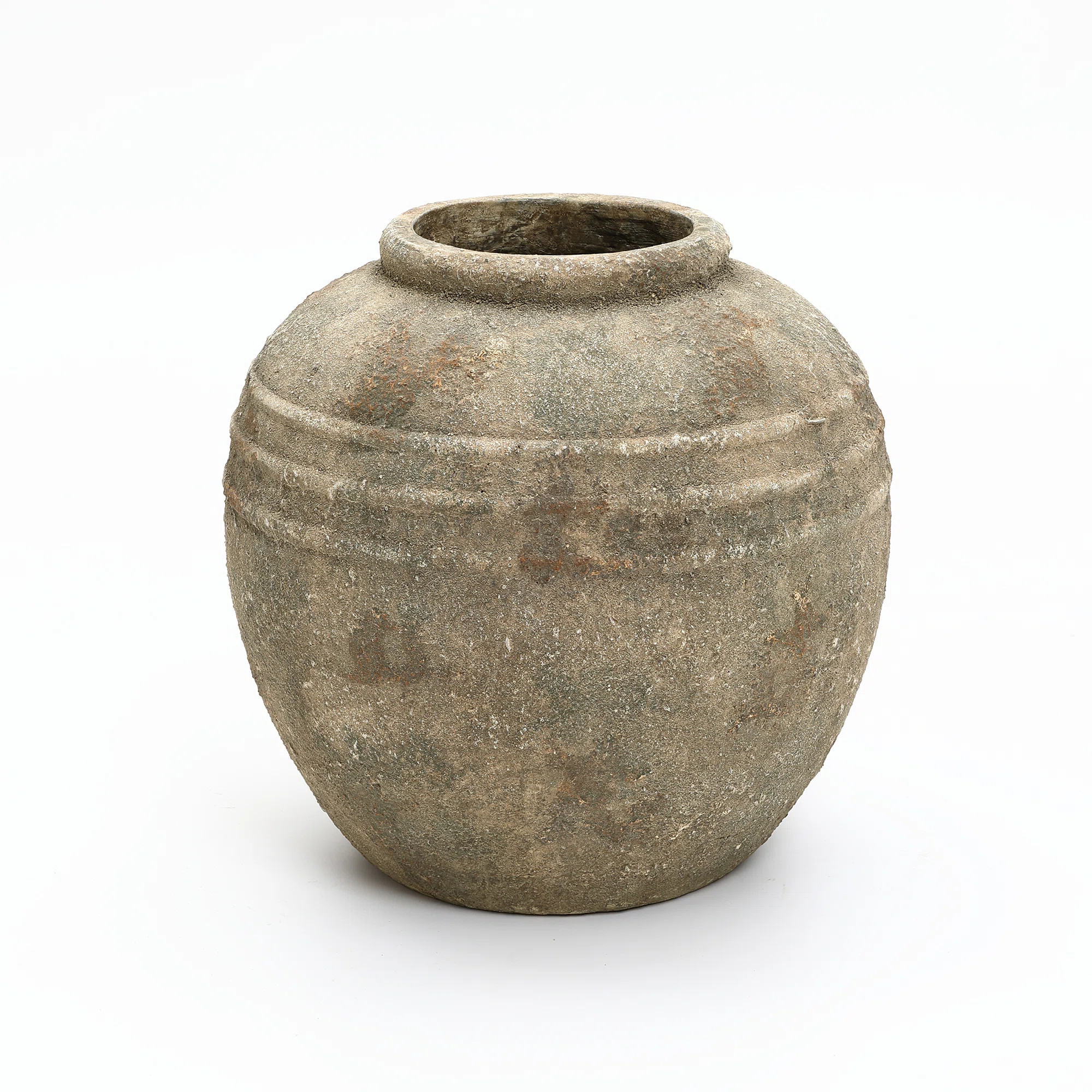Weathered Terracotta with Textured Ridges Round Vase, Vintage Decor Accent | Wayfair North America