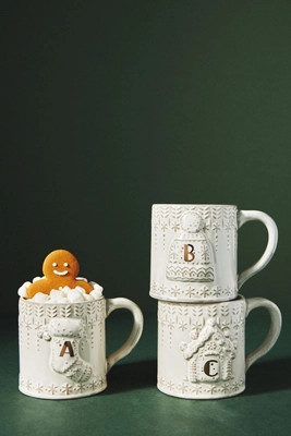 Snowcap Reactive-Glazed Monogram Mug | Anthropologie (US)