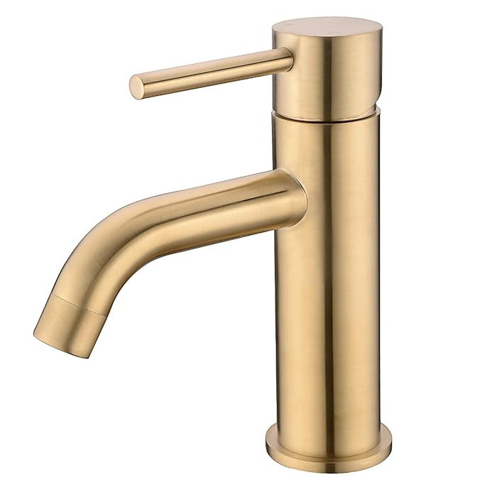 TRUSTMI Brass Single Lever Single Hole Bathroom Basin Sink Faucet,Brushed Gold | Amazon (US)
