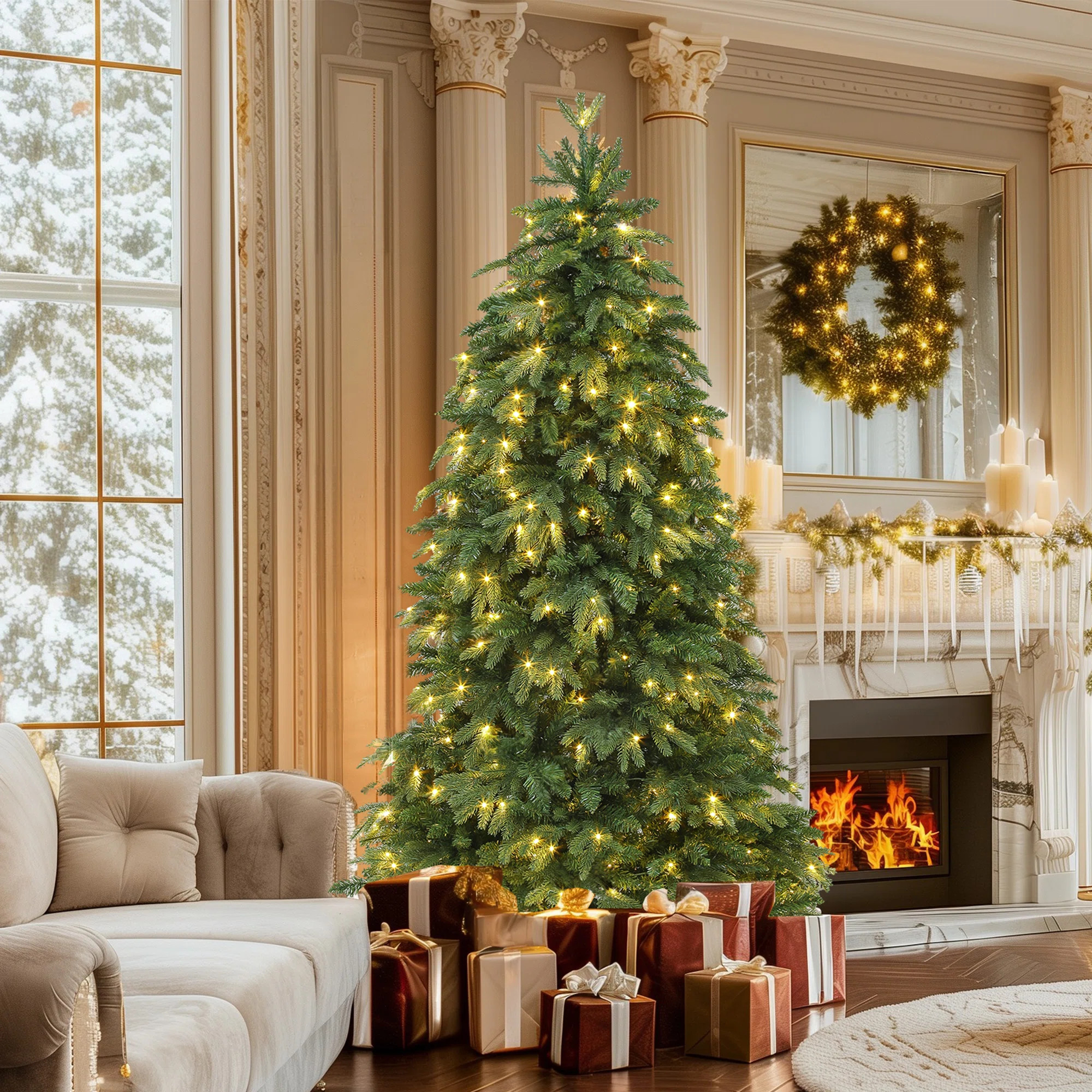 The Holiday Aisle® 6.5ft Pre-Lit Artificial Spruce Christmas Tree with 350 Lights | Wayfair | Wayfair North America