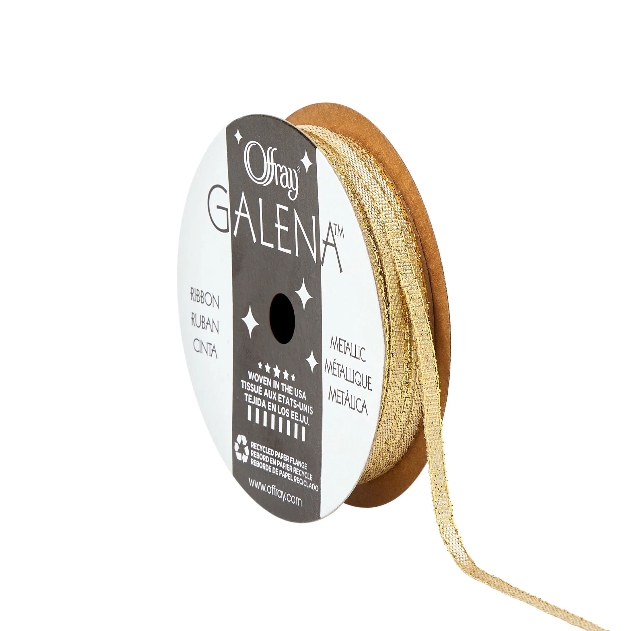Offray Ribbon, Gold 1/8 inch Galena Metallic Ribbon, 5 yards | Walmart (US)