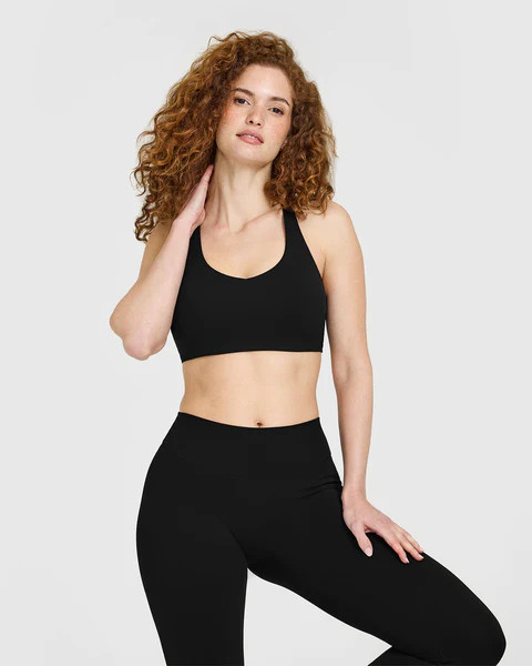 SoftMotion™ Sports Bra with White Logo 
 Black | Oner Active (UK / US)