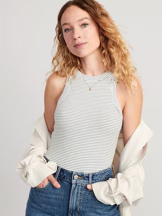 Striped Rib-Knit Cropped Tank Top for Women | Old Navy (US)