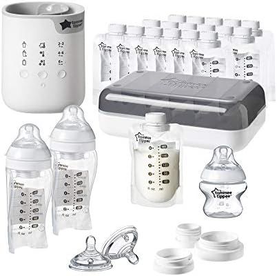 Tommee Tippee Pump And Go Complete Breast Milk Baby Bottle Feeding Starter Set, White | Amazon (US)