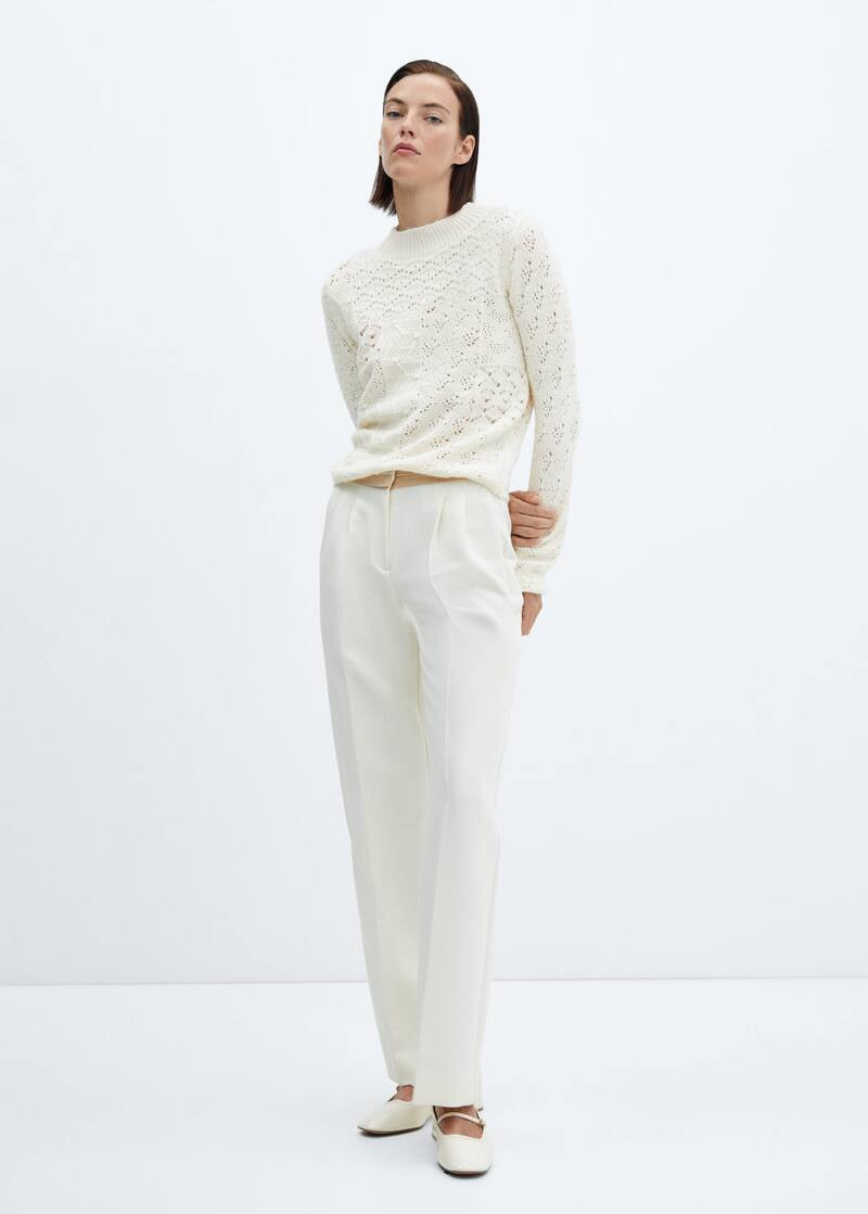 Trui met een mix van crochet en ajour -  Dames | Mango Nederland | MANGO (NL)