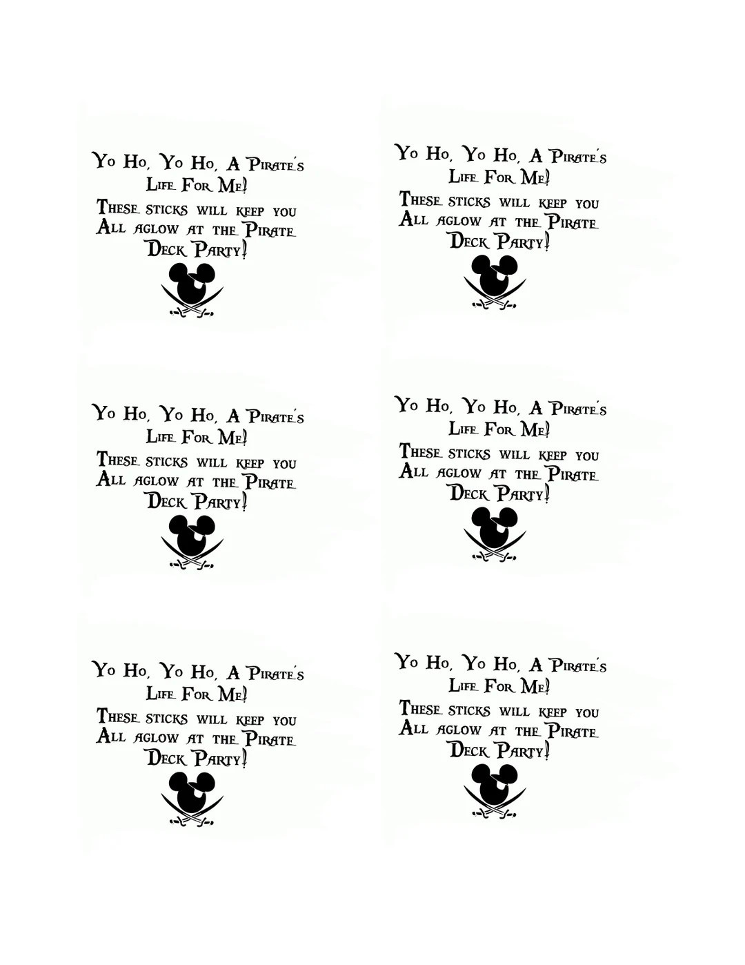 Pirate Flag Glow Stick Fish Extender Tags / gift tags Download | Etsy (US)