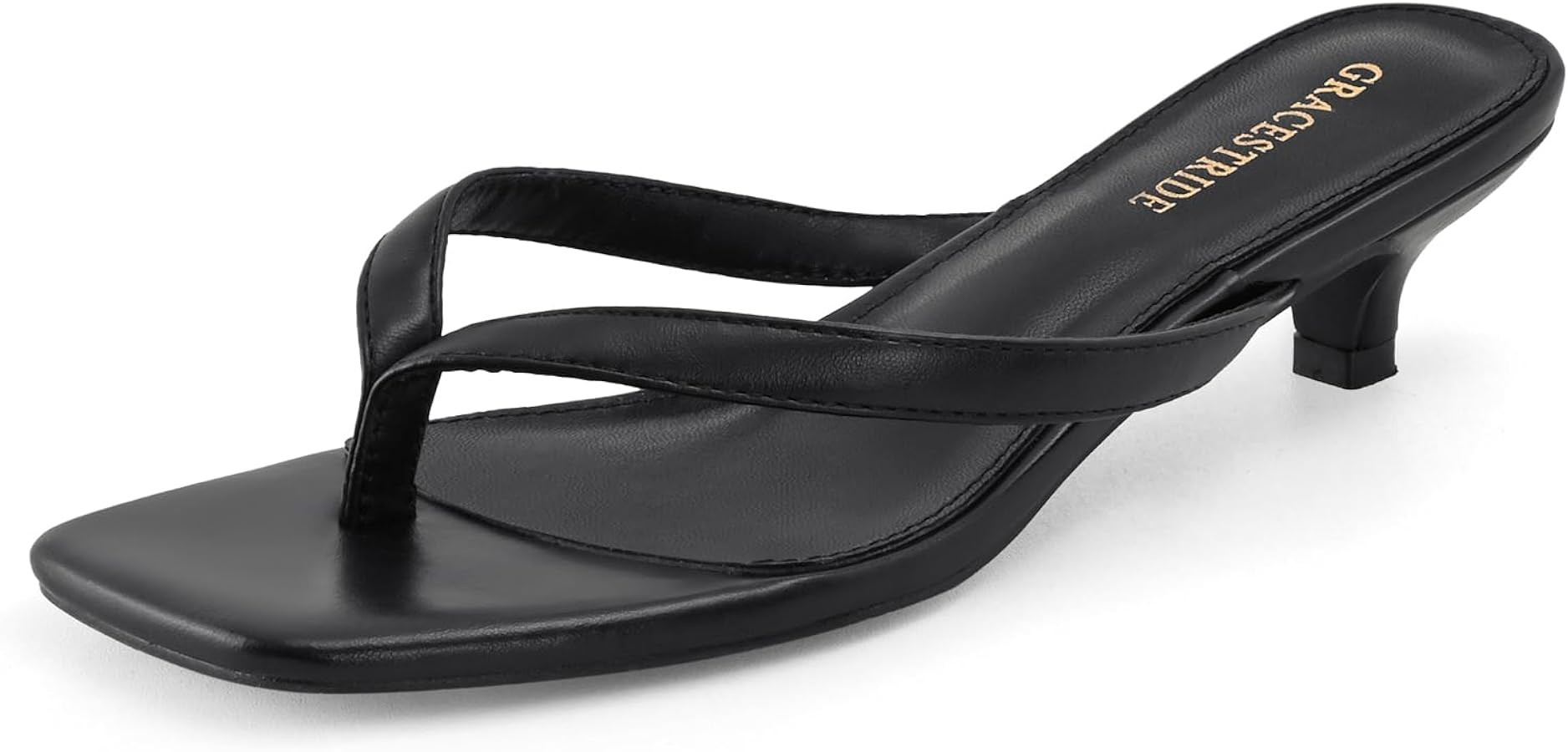 Women’s Flip-Flops Kitten Heels Thong Sandals For Women Square Toe Slip On Fashion Summer Dress... | Amazon (US)