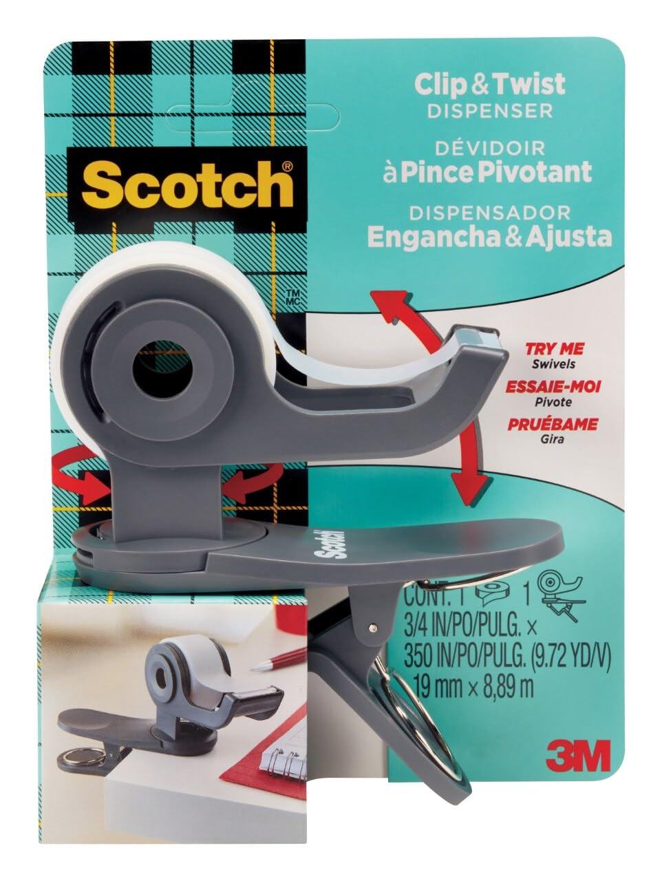 Scotch Desktop Tape Dispenser, Great for Gift Wrapping, 1 Dispenser (C19-CLIP-CCW) | Amazon (US)