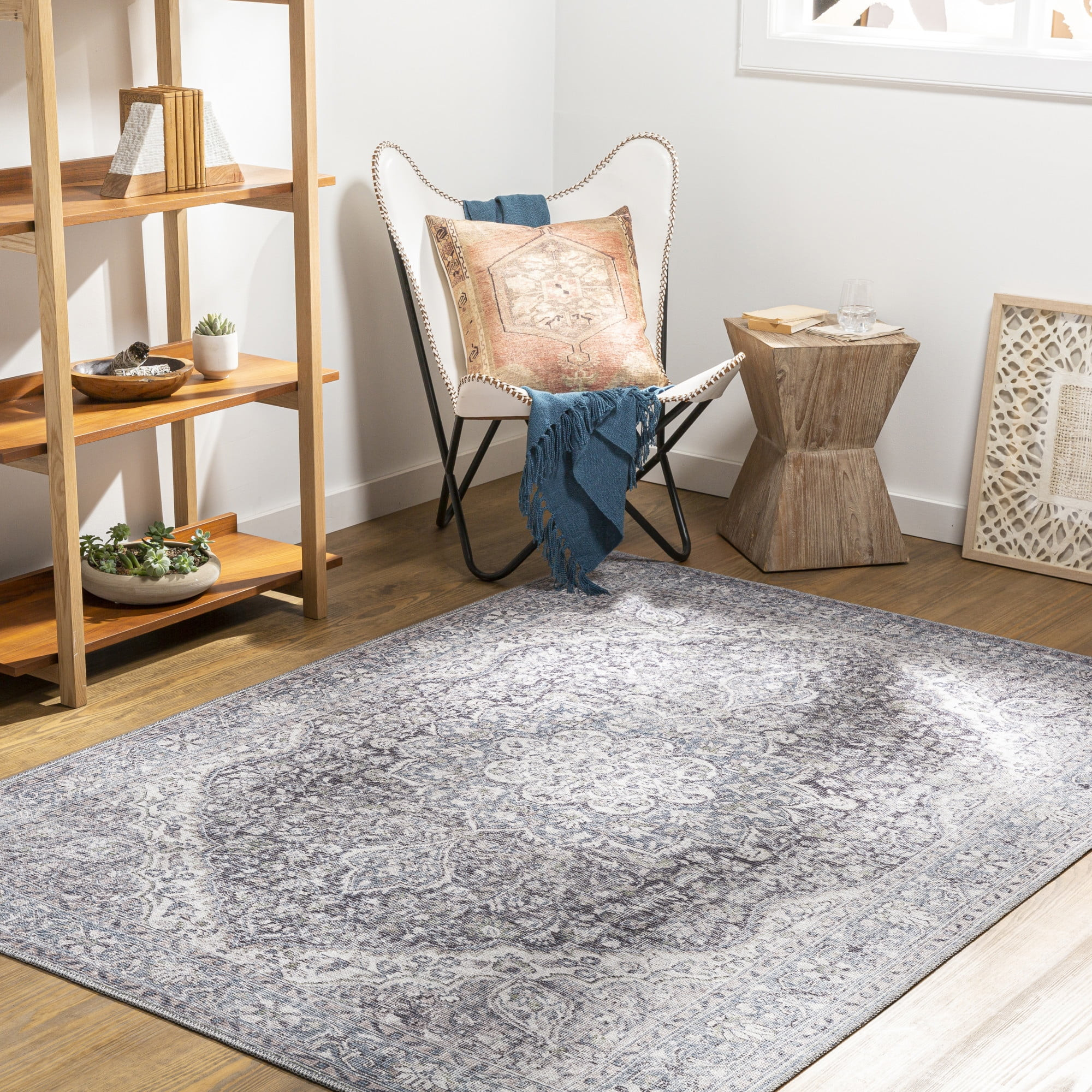 Art of Knot Cacia Blue 5 ft. 3 in. x 7 ft. 3 in. Indoor Area Rug - Walmart.com | Walmart (US)