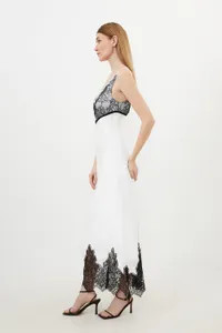 Satin Lace Strappy Woven Maxi Slip Dress | Debenhams UK