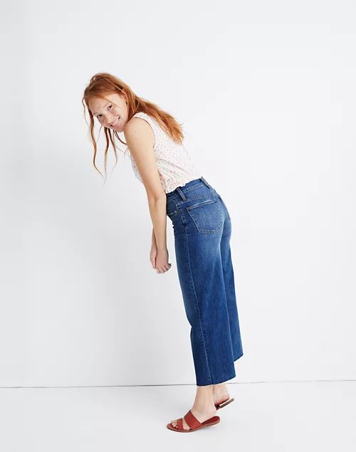 Wide-Leg Crop Jeans in Marsing Wash: Raw-Hem Edition | Madewell
