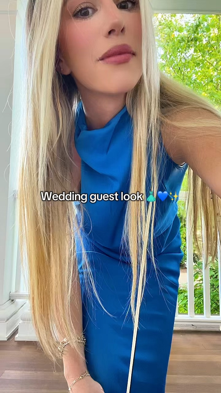 Y’all helped me pick the perfect wedding guest dress 💃✨ Couldn’t have done it without you! Shop my entire look here.
•
•
•
#WeddingGuestDress #OOTD #EventStyle #SummerStyle #ShopMyLook #AmazonBlueDress #AmazonDress #BlueSilkDress #BlueDress #GoldBelt #Belt #Gold #GoldHeels #heels #GoldBlockHeels #GoldEarrings #TearDropEarrings #CoachBag #WhiteBag #GoldShawl #Bag #Shawl 

#LTKBeauty #LTKWedding #LTKFindsUnder50
