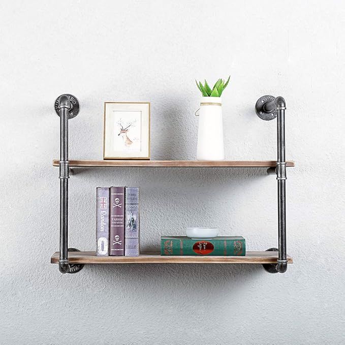 SUJIN Industrial Pipe Shelving Floating Shelves for Wall Pipe Shelves with Wood Rustic Wall Shelv... | Amazon (US)