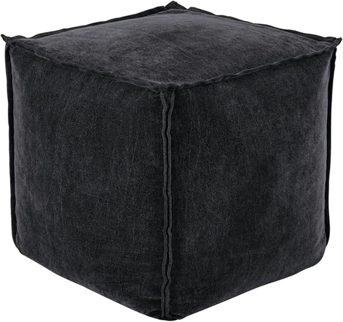 Signature Design by Ashley Moriah Cotton Velvet Square Pouf Ottoman, 16.5 x 16.5 Inches, Black | Amazon (US)