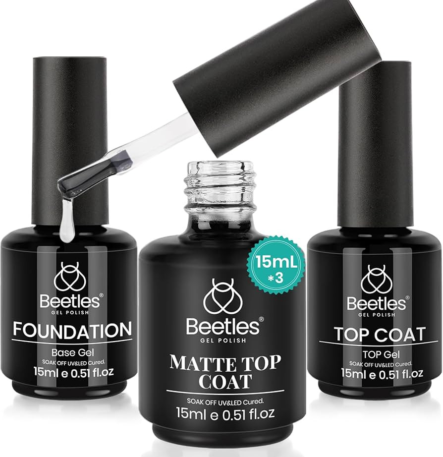 Beetles Matte Gel Top Coat No Wipe Top Coat Gel Nail Polish & Base Coat Set, 3Pcs 15ml Nail Polis... | Amazon (US)
