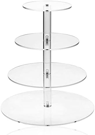 4 Tier Round Cupcake Stand Clear Acrylic Cupcake Tier Stand Holder Rack Dessert Fruit Cake Cookie Ca | Amazon (US)
