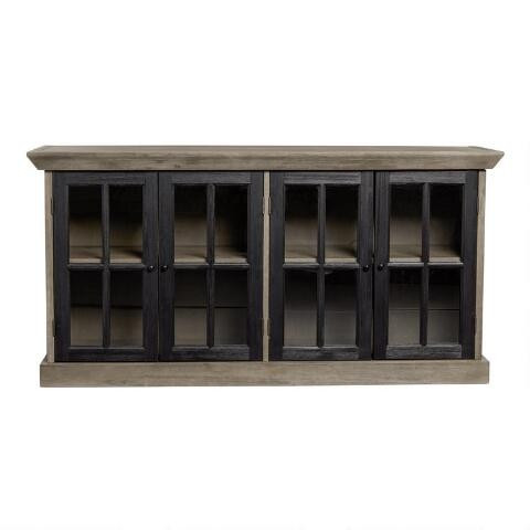 Black and Graywash Wood Braden Media Cabinet | World Market