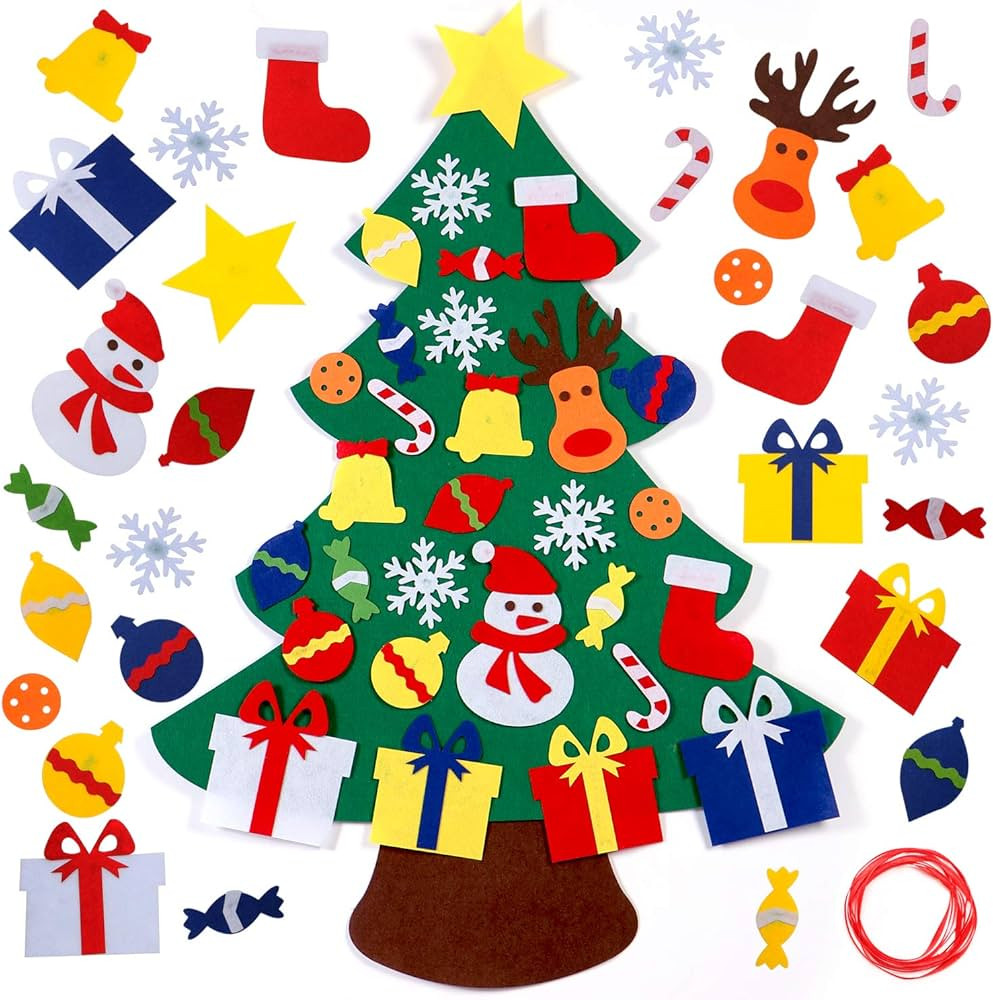 3.2 Ft Felt Christmas Tree for Toddlers with 30 Detachable Christmas Ornaments, Xmas Gifts, Door ... | Amazon (US)