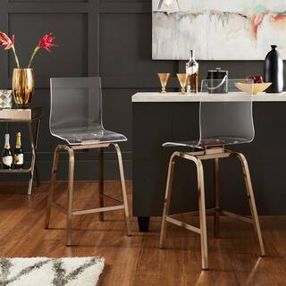 38.5 in. Gold Acrylic Swivel High Back Bar Stools (Set 2) | The Home Depot